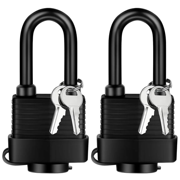 Waterproof Padlocks Keyed Alike for Outdoor Use, Weatherproof Pad Lock with Same Key (2 Black)