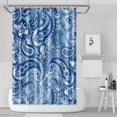 thumbnail image 1 of Waterproof Paisley Blue Shower Curtain 72x72 Inch Boho Style Polyester Unique Shower Curtain for Bathroom Hotel Home Decor with 12 Plastic Hooks, 1 of 5