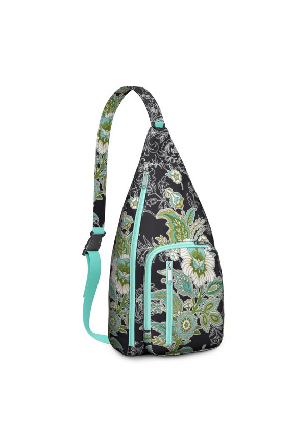 Waterproof Paisley Design Sling Pack Breathable Mesh Back Crossbody Bag for Hiking