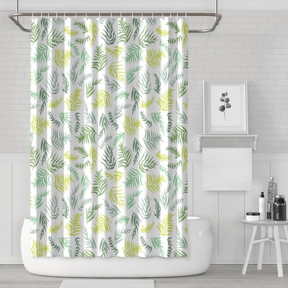 Waterproof Palm Leaves Shower Curtain 72x72 Inch Boho Style Polyester Unique Shower Curtain for Bathroom Hotel Home Decor with 12 Plastic Hooks