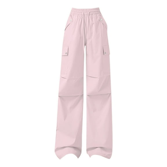 Waterproof Pants Women, Audhol Women's Work Pants: Casual Fashionable Loose Wide Leg Outdoor High Waisted Trendy Multi Pocket Work Pants Cargo Joggers for Women Pink 2XL