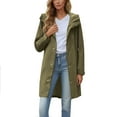 thumbnail image 1 of Waterproof Parka Jackets for Women Light Weight Long Zip-Up Rain Coats with Hood Hiking Zipper Windbreakers Green, XL, 1 of 7