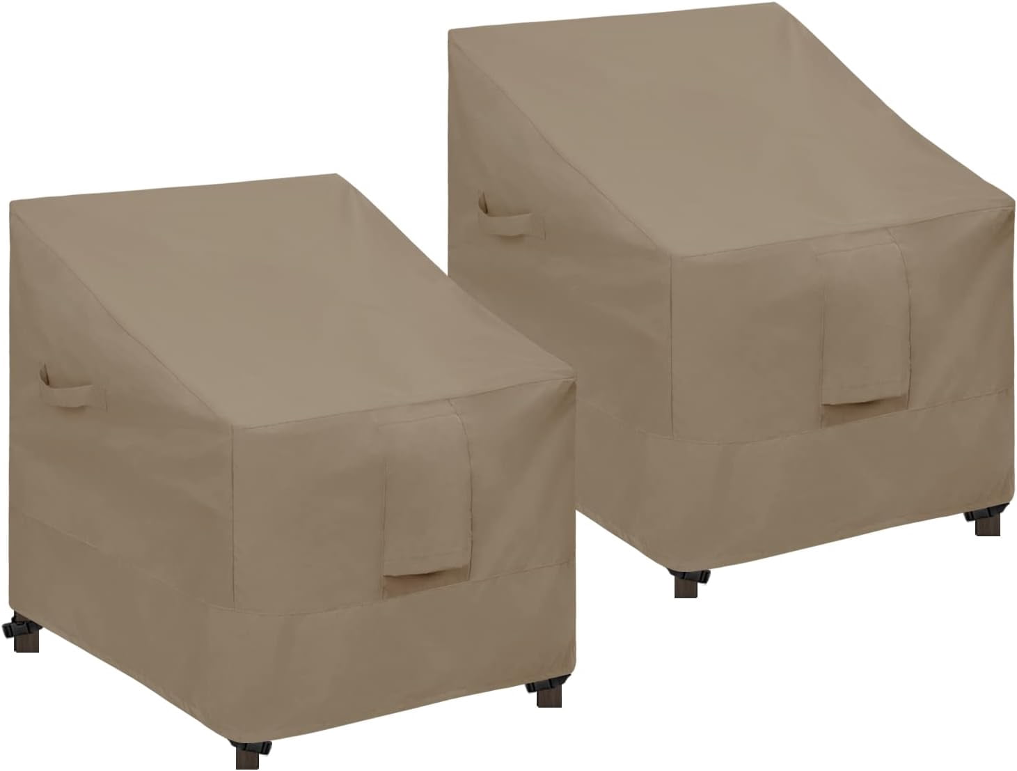 Waterproof Patio Chair Cover UV Resistant Outdoor Chair Cover Weatherproof Lawn Patio Furniture Cover with Tape Sealed Seam (2 Pack-33.5Wx31.5Dx36H inch, Camel)