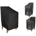 thumbnail image 1 of Waterproof Patio Chair Covers 1 PC Outdoor High Back Stackable Dining Bar Stool Lawn Chair Cover Outside Furniture Covers Furniture Protector Sun Resistant - Black-27 x 27 x 47 inch, 1 of 1