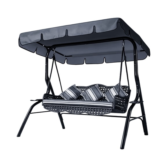 Waterproof Patio Swing Canopy Replacement for 2-3 Seat, Outdoor Swing Top Cover with UV Protection, Heavy Duty Sun Shade for Porch Backyard Garden Seating, Grey