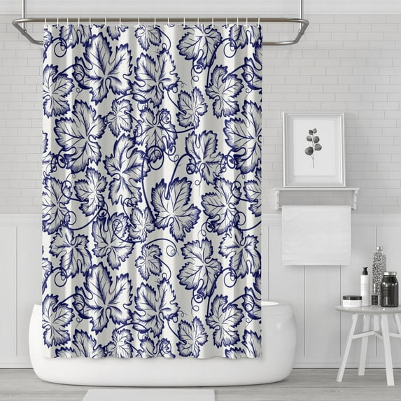 Waterproof Pattern with Grapes Leaves Shower Curtain 72x72 Inch Boho Style Polyester Unique Shower Curtain for Bathroom Hotel Home Decor with 12 Plastic Hooks