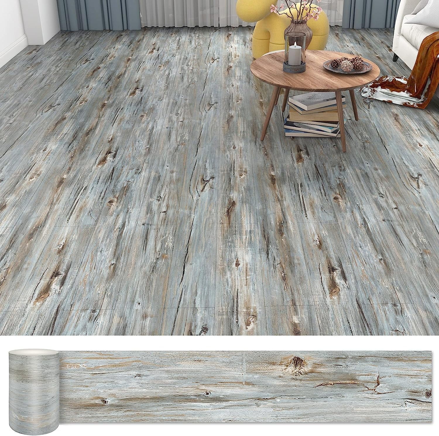 Waterproof Peel and Stick Floor Tile, 36 Pack 54 Sq.FtNO Sticky Residue Left Wood Plank Vinyl Tile Stickers, Self-Adhesive DIY Flooring Tiles for Bathroom, Living Room,Kitchen36" x 6"Dustgray