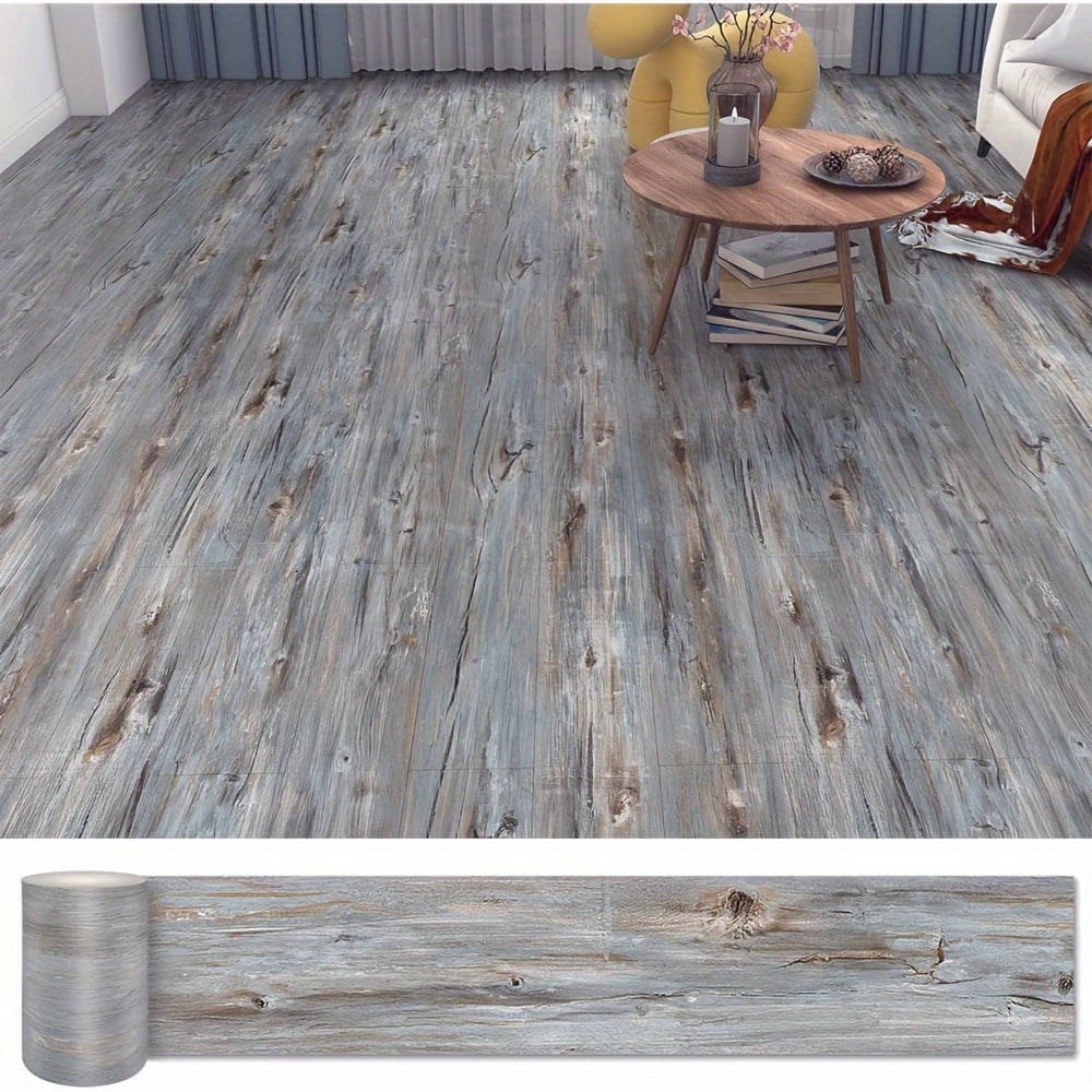 Waterproof Peel and Stick Floor Tile, （NO Sticky Residue Left）Wood Plank Vinyl Tile Stickers, Self-Adhesive DIY Flooring Tiles for Bedroom, Living Room, Bathroom