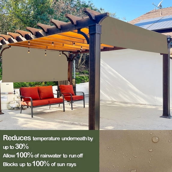 Waterproof Pergola Replacement Cover Panel Canopy Shade Cover with Rod Pockets Muddy Water