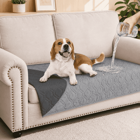 Waterproof Dog Couch Cover, 30 x 50 in Washable Dog Blanket with Anti-Slip Back, Furniture Protector for Sofa & Bed