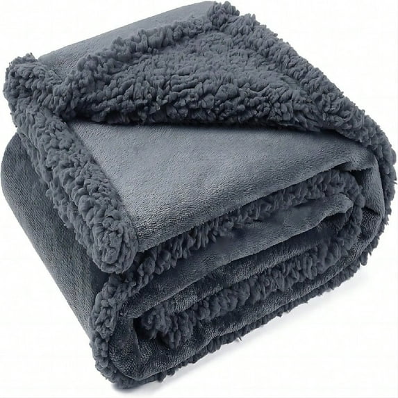 Waterproof Pet Blanket, Liquid Pee Proof Dog Blanket For Sofa Bed Couch, Reversible Sherpa Fleece Furniture Protector Cover For Small Medium Large Dogs Cats, Dark Gray