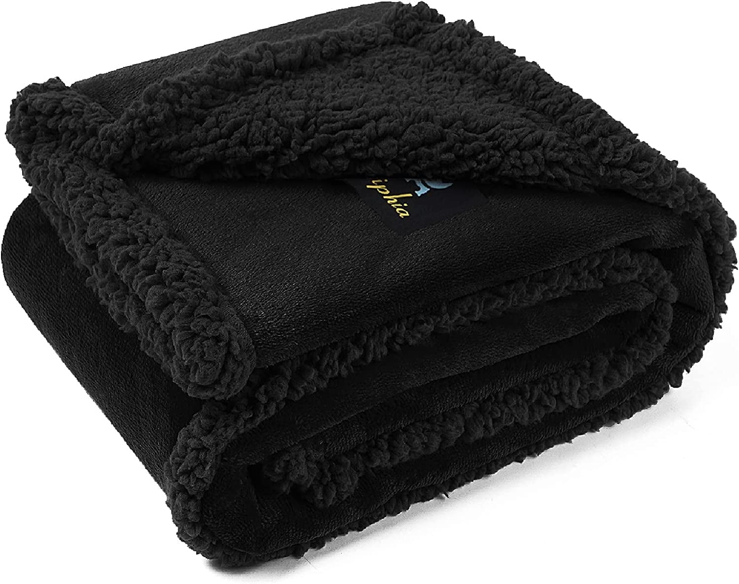 Large Black Waterproof Sherpa Fleece Pet Blanket