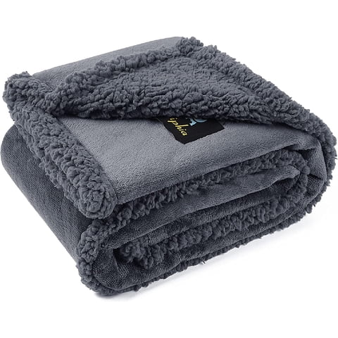 Waterproof Pet Blanket, Liquid Pee Proof Dog Blanket for Sofa Bed Couch, Reversible Sherpa Fleece Furniture Protector Cover for Small Medium Large Dogs Cats