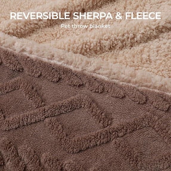Waterproof Pet Blanket, Liquid Pee Proof Dog Blankets for Sofa Bed Couch, Reversible Sherpa Fleece Furniture Protector Cover for Small Medium Large Dogs Cats,Khaki X-Large(85" x 57")