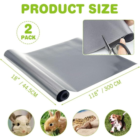Waterproof Pet Cage Liner 2 Pack 118x18inch Reusable Floor Mat for Rabbit Dog Guinea Chinchilla Ferret