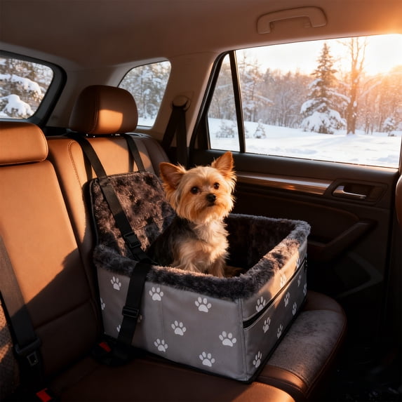 Waterproof Pet Car Seat for Dogs Cats Non-Slip Back Seat Protector with Safety Belt Opening and Easy to Clean(Gray)