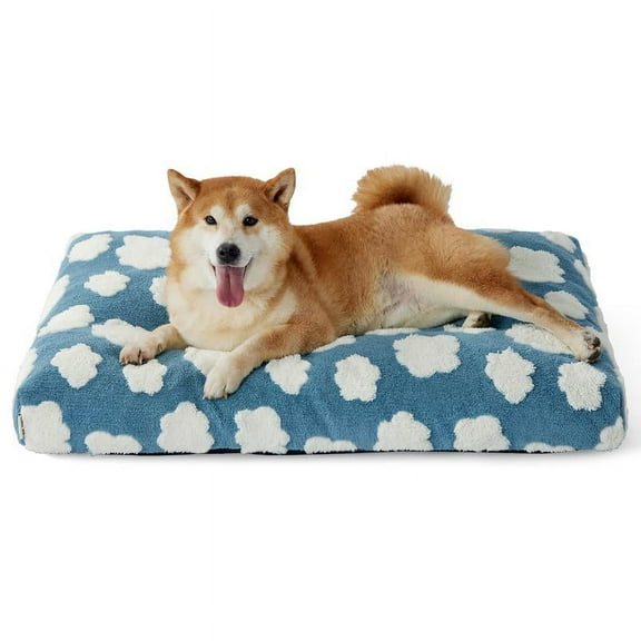 Waterproof Pet Mattress - Thick Shredded Chopped Foam Pet Bed with Removable Cover, Cute Modern Fuzzy Plush, Anti Slip Bottom Bedding