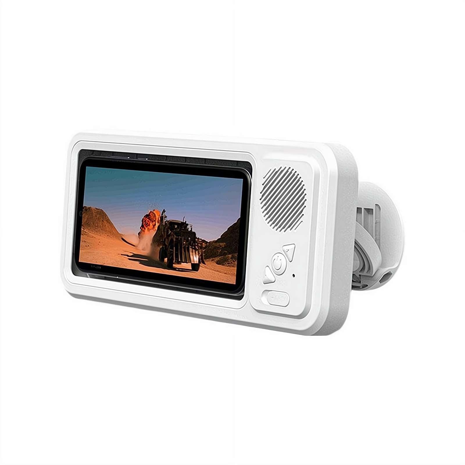 Waterproof Phone Case with Built-in Speaker, Anti-Fog Shower Phone Holder Stand with Wireless Bluetooth Speaker for Bathroom Bathtub Kitchen Wall Mirror
