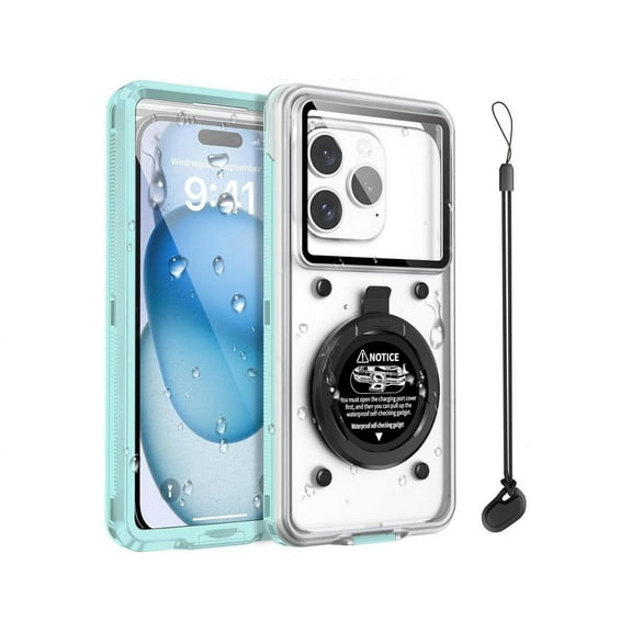 Waterproof Phone Case, Underwater Snorkeling Diving Phone Case, Universal Self-Check Water Proof Case Up to 6.9 Inch for iPhone 15/14/13/12/11 and Samsung S24/S23/S22/Google Series - Black
