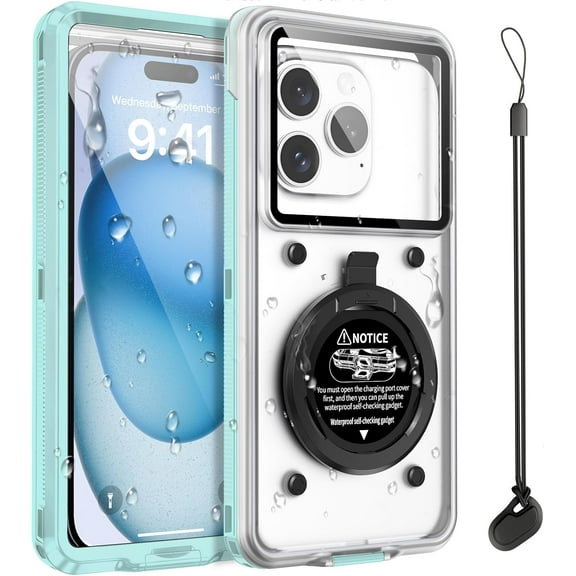 Waterproof Phone Case, Underwater Snorkeling Diving Phone Case, Universal Self-Check Water Proof Pouch Dry Bag Up to 6.9 Inch for iPhone 15/14/13/12/11/Samsung S24/S23/Google Series - Green