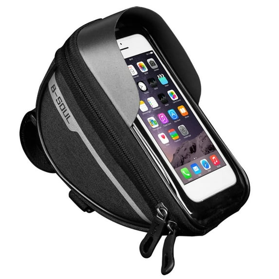 Waterproof Phone Holder Touch Screen 6.5 Inch Front Top Tube Bike Bag MTB Tube Handlebar Bag Bicycle Handlebar Phone Bag BLACK