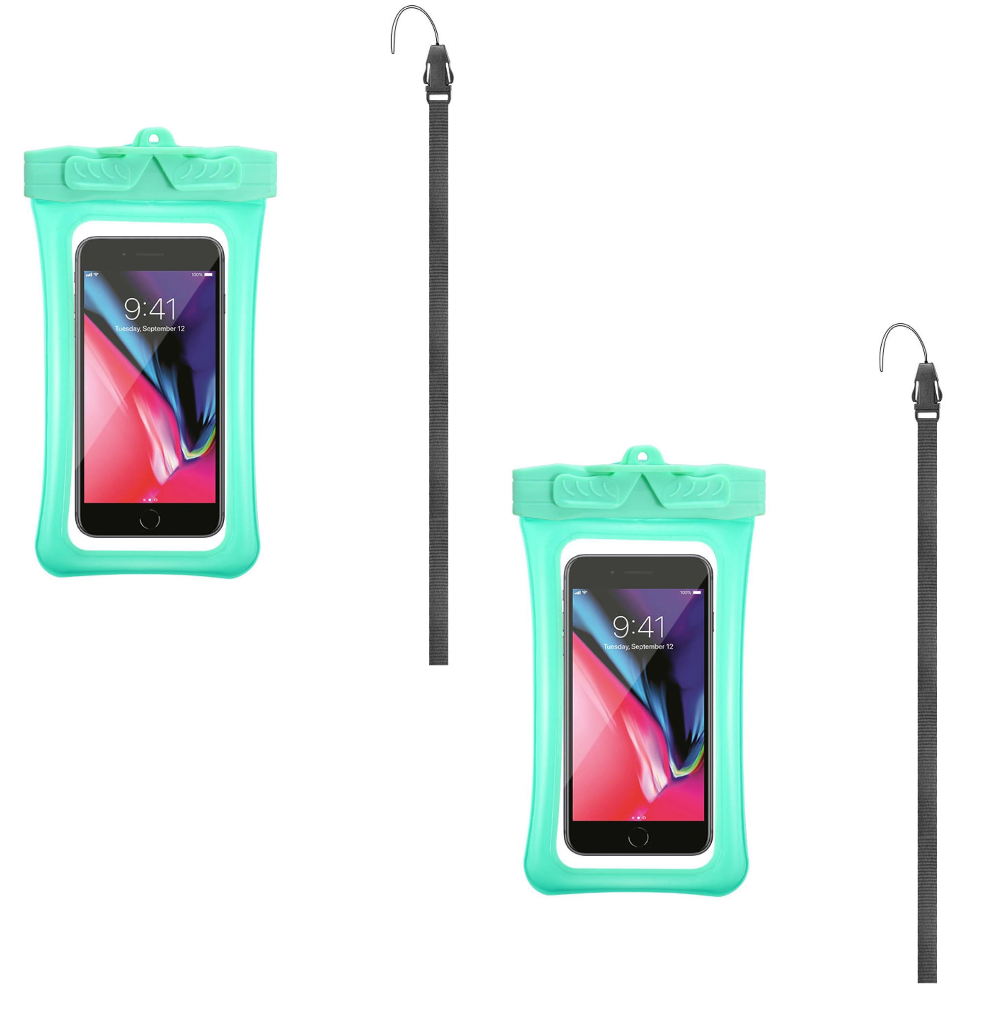 Waterproof Phone Pouch 2-Pack, IPX8 Floating Cellphone Dry Bag with Clear Touchscreen Window for Beach, Cruise & Travel