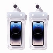 Waterproof Phone Pouch 2 Pack, IPX8 Waterproof Phone Case for iPhone Samsung Galaxy, Touch Screen Dry Bag with Lanyard for Beach Cruise Travel Swimming CampingWhite + White