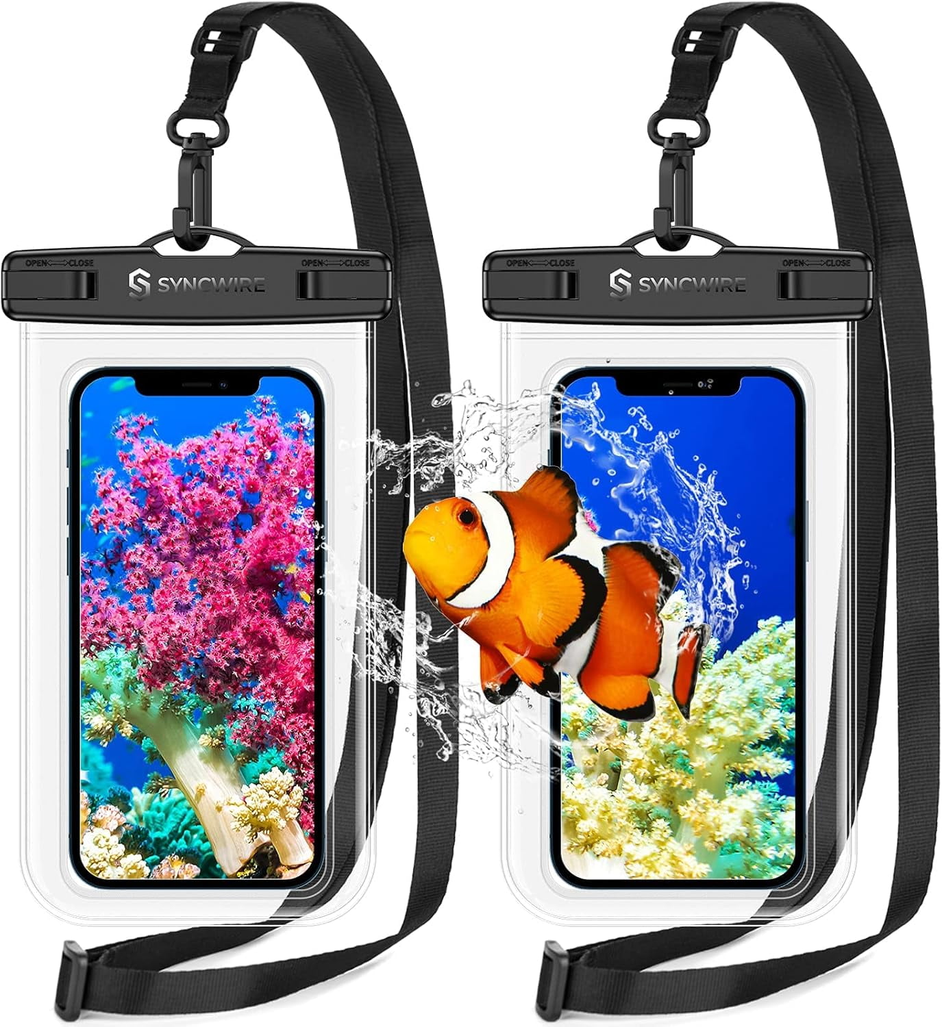 Waterproof Phone Pouch [2-Pack] - Universal IPX8 Case Dry Bag with Lanyard Compatible iPhone 15/14/13/12/11 Pro XS MAX XR X Samsung S23 S22 S20+ and More Up to 7 Inches