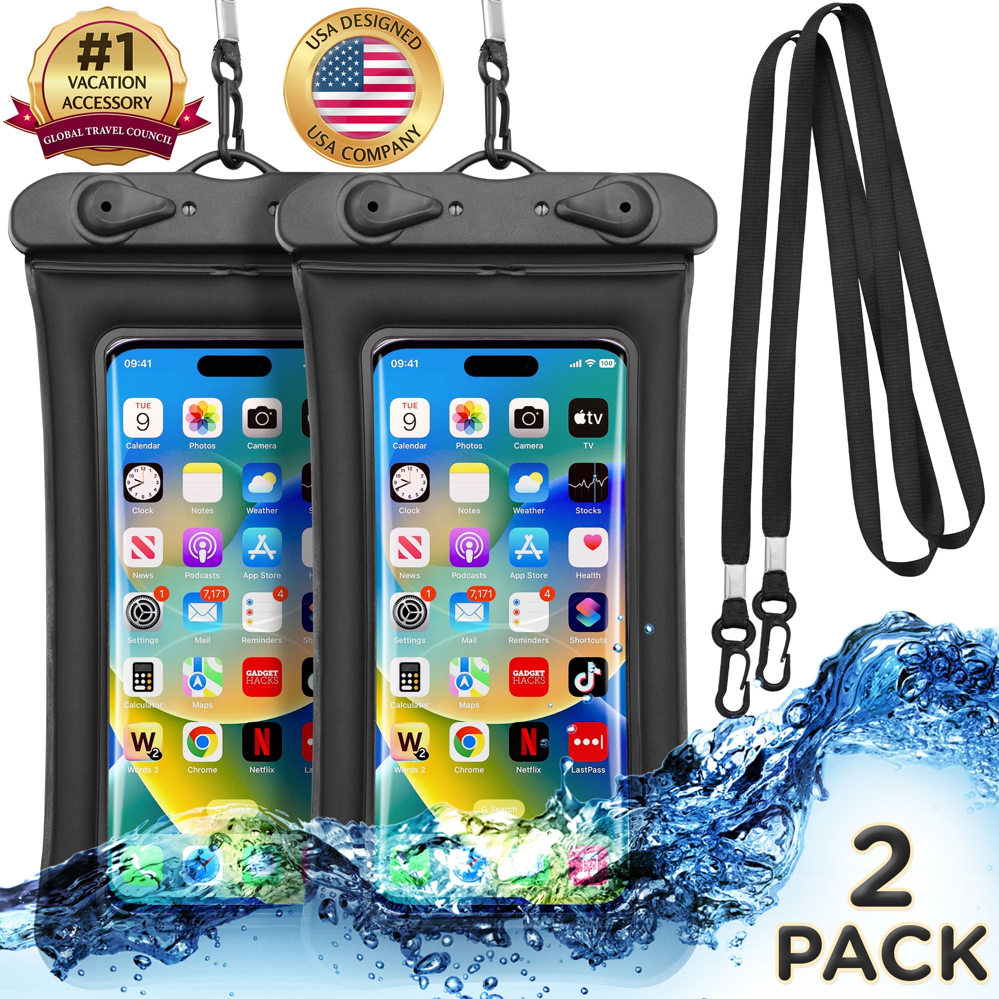 Waterproof Phone Pouch (2 Pack) Black, Underwater Jordan Ubuy