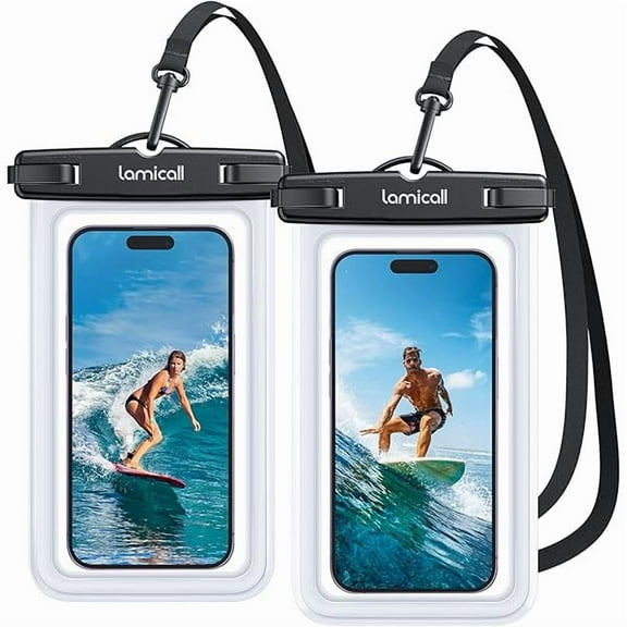 Waterproof Phone Pouch Case - [2 Pack][Easy Lock & Heavy Duty] IPX8 Water Proof Cell Phone Dry Bag for Beach, Protector for iPhone 16 15 14 13 12 11 Pro Max Plus XS XR, Galaxy S24 S23, 4-7"
