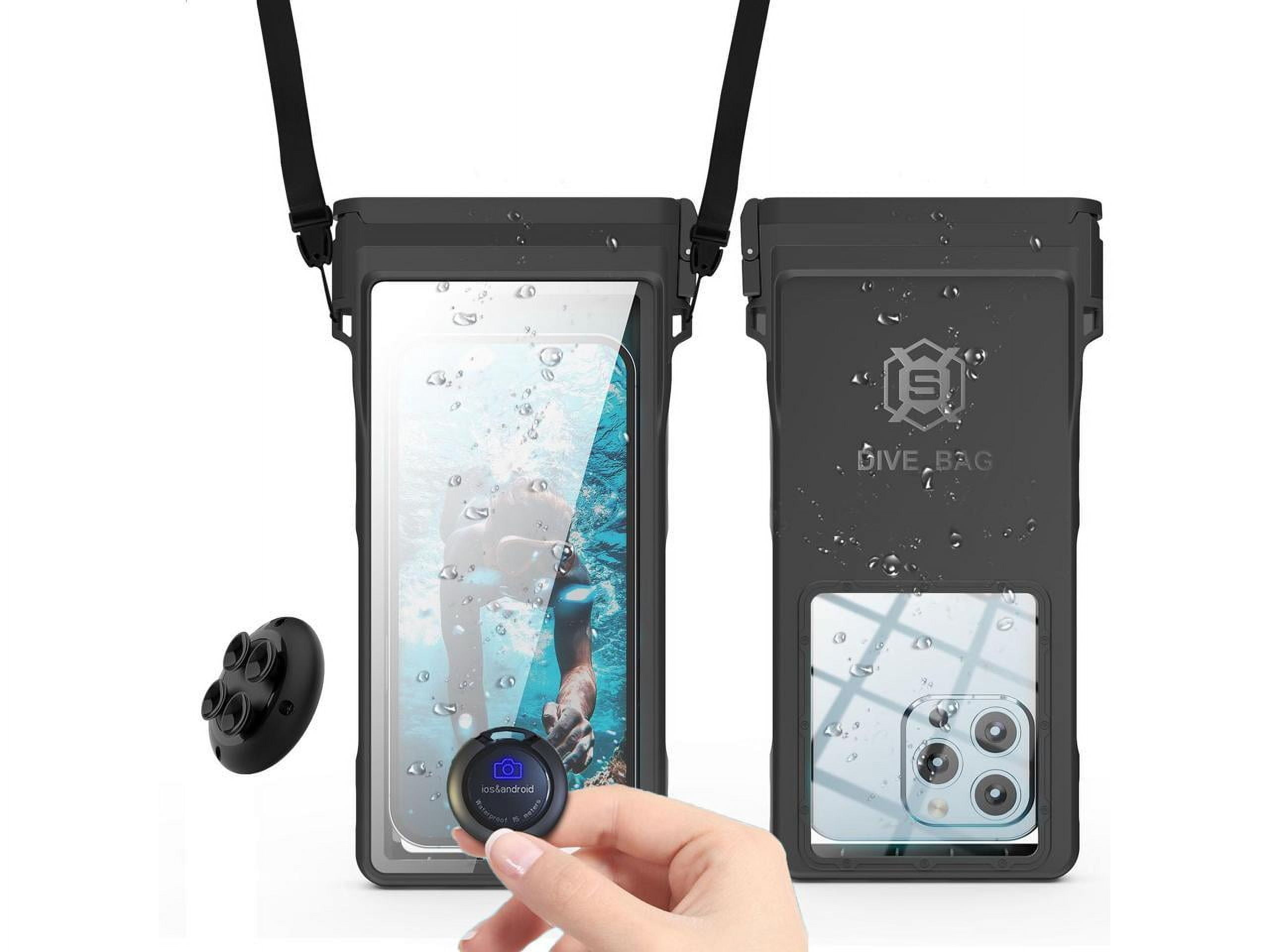 Waterproof Phone Pouch Case with Waterproof Bluetooth Remote Shutter, Underwater Dry Bag for Phone Protector for iPhone 15 14 13 12 11 Pro Max Galaxy S24 S23 S22 Ultra Pixel to 7" for Beach Cruise