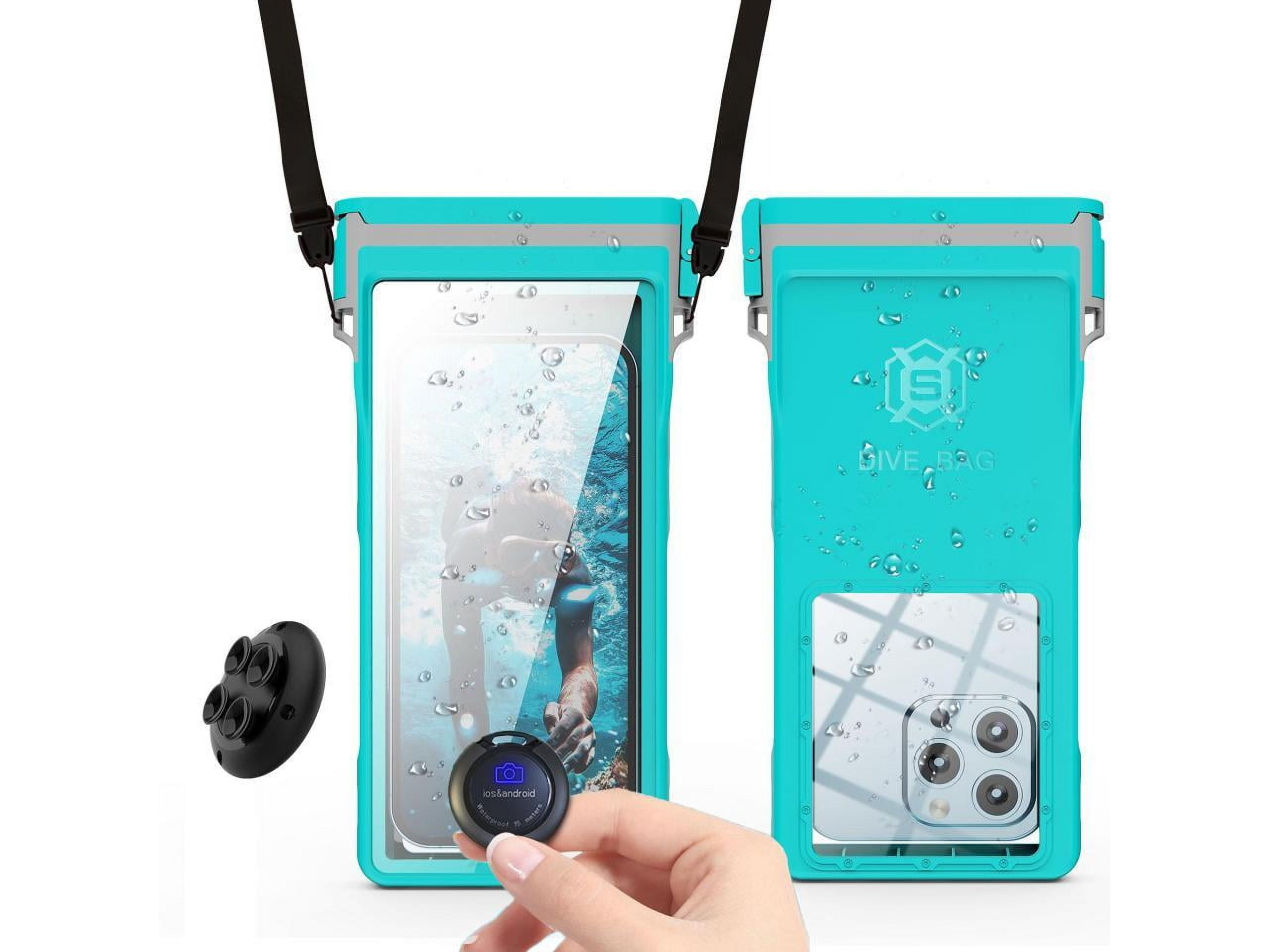 Waterproof Phone Pouch Case with Waterproof Bluetooth Remote Shutter, Underwater Dry Bag for Phone Protector for iPhone 15 14 13 12 11 Pro Max Galaxy S24 S23 S22 Ultra Pixel to 7" for Beach Cruise