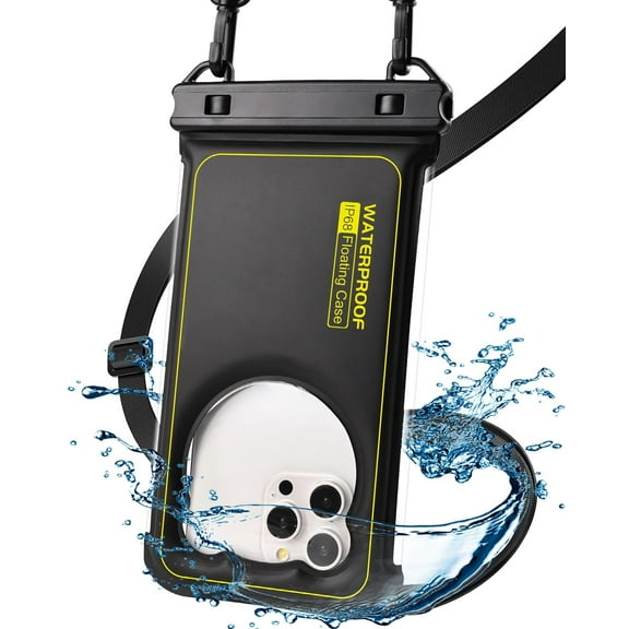 Waterproof Phone Pouch Floating- [3D Clear Soft Edges ] IP68 Waterproof Phone Case - iPhone 16/15/14/13 Pro Max Samsung 24/23/22 Ultra Google Up 7.5" - Detachable Lanyard - Front Clear + Back Bear