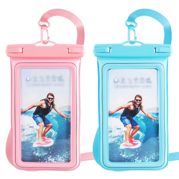 Waterproof Phone Pouch Floating,AILKIN 2PACK Waterproof Cell Phone Dry Bag Case with Detachable Lanyard Phone Pouch for Travel,Beach EssentialsBlue,Pink