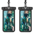 thumbnail image 1 of Waterproof Phone Pouch with Lanyard, [2 Pack] Cell Phone Underwater Dry Bag Case for iPhone 14 13 12 11 Pro Max XS XR 8 7, Samsung Galaxy S23 Ultra S22 S21+ S20 S10 A03S A14 A54 5G A32 A42 A52-Black, 1 of 8