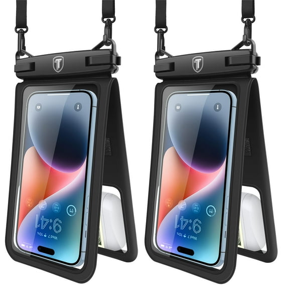 Waterproof Phone Pouch, Takfox [Up to 7" Large] 2 Pack Universal IPX8 Waterproof Cell Phone Case Dry Bag for iPhone 14 Pro Max/13/12/11/SE/8,Galaxy S23 Ultra/S22/S21 for Vacation- Black