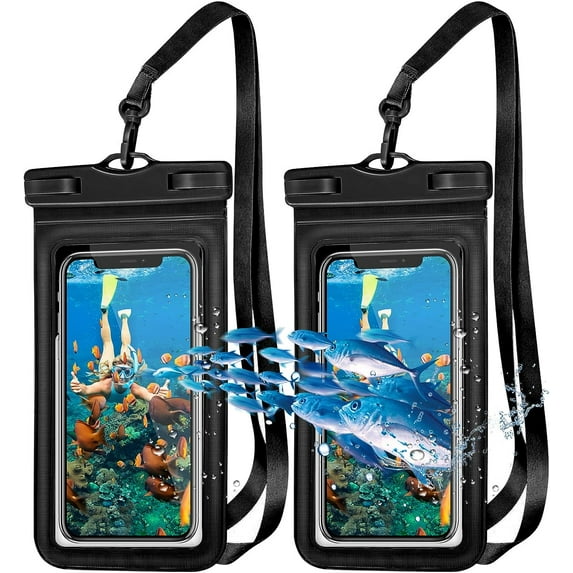 Waterproof Phone Pouch,Universal IPX8 Waterproof Phone Case for iPhone 14 13 12 11 Pro Max XS Plus Samsung Galaxy with Case Friendly,Waterproof Cell Phone Dry Bag 8.3" for Vacation Underwater-2 Black