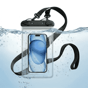 Waterproof Phone Pouch, Universal Underwater Phone Case with Lanyard for Beach Swimming Travel - Black