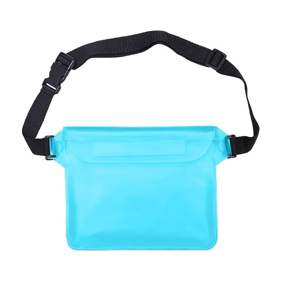 Waterproof Phone Pouch Waterproof Fanny Pack, 3-Layer Sealed Dry Bag Waist Case for Swimming Beach Rafting, Blue