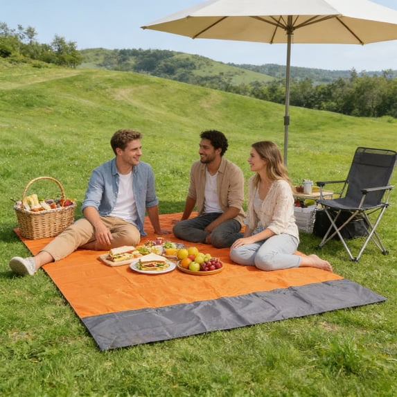 Waterproof Picnic Blanket Large Outdoor Beach Mat Polyester Folding Camping Mat Sand Proof Moisture Resistant Ground Mat Family Travel Hiking Park Picnic Multi Purpose Outdoor Leisure Sheet Outdoor