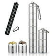 thumbnail image 1 of Waterproof Pill Box 7 Day, Aluminum Alloy Portable Pill Organizer Pill Small Container With Carabiner For Travelling (Silver And Black), 1 of 7
