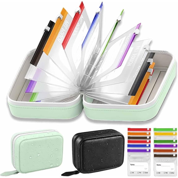 Waterproof Pill Pouch Set, 14 Color-Pill Pouches with Write-on Label Area, Detachable Zippered Medicine Storage Pouch, Waterproof & Crush-Resistant Shell for Travel Purse Daily Use (Gre'en)