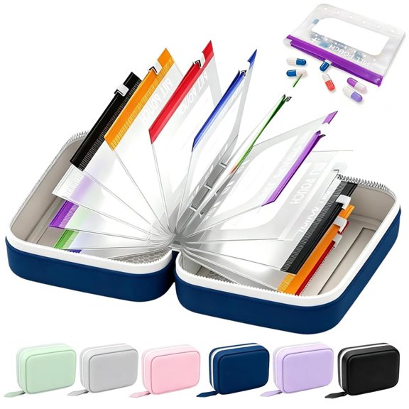 Waterproof Pill Pouch Set, 14 Pcs A8 Pill Pouches Bags, Travel Pill Organizer, Airtight Zipper Storage Pouches, Flexible Binder Case, Medicine Jewelry Daily Travel Storage