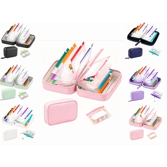 Waterproof Pill Pouch Set, 7–14 Day Travel Pill Organizer with 14 Color-Coded Medicine Pouches, Portable Reusable Binder Design Zippered Pill Storage Pink