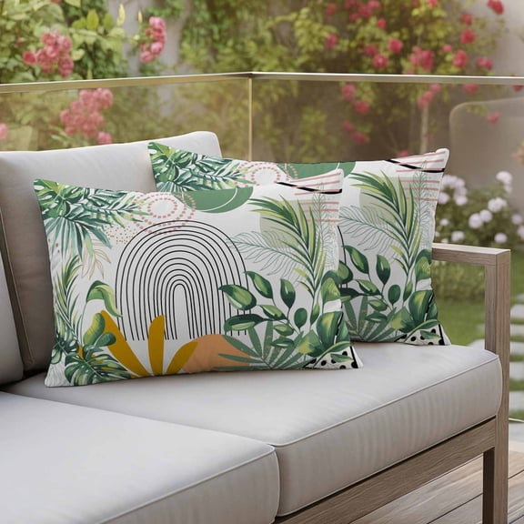 Waterproof Pillow Covers Set of 2,Watercolor Turtle Backwood Outdoor Pillow Protectors with Zipper Pillowcases for Patio Tent Garden Beach 20x12 Inches Bohemian Art Pink Line