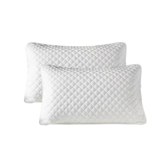 Waterproof Pillow Protectors Standard Size (Pack of 2) | Breathable, Stain & Oil Proof | 48x74cm/18.89x29.13in | White & Gray | Elastic Edges for Secure Fit