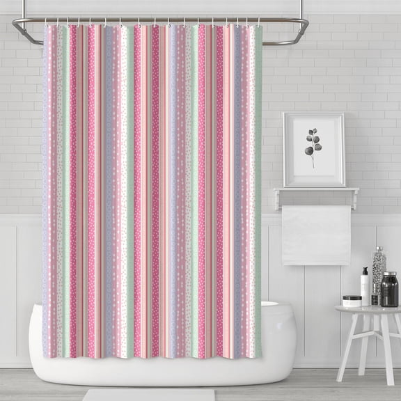 Waterproof Pink Art Pattern Definition Shower Curtain 72x72 Inch Boho Style Polyester Unique Shower Curtain for Bathroom Hotel Home Decor with 12 Plastic Hooks