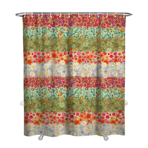 Waterproof Pioneer Pieced Patchwork Shower Curtain 72x84 Inch Bohemian Style Colorful Floral Polyester Unique Shower Curtain for Bathroom Hotel Home Decor with 12 Plastic Hooks