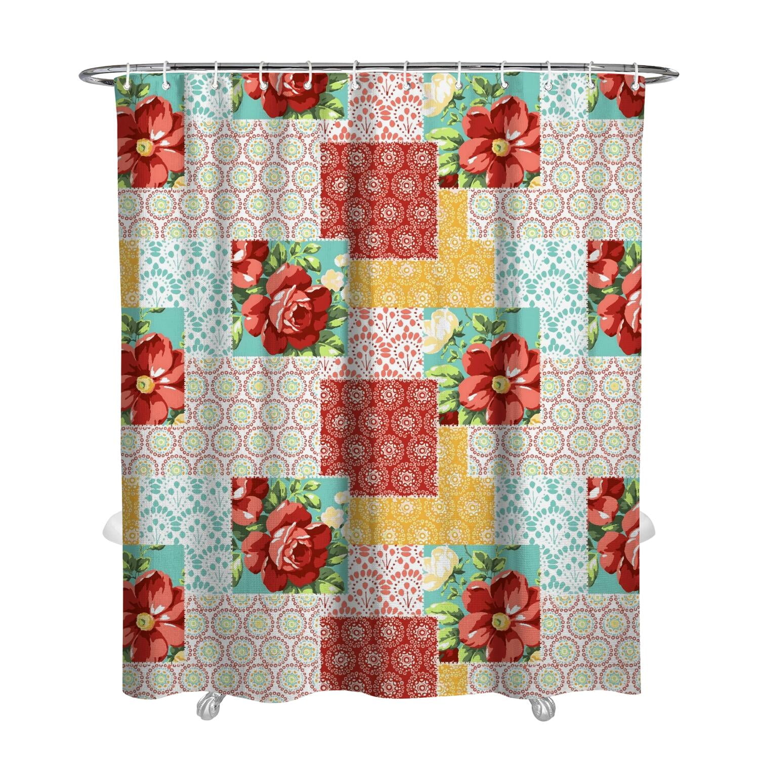 Waterproof Pioneer Pieced Patchwork Shower Curtain 72x84 Inch Bohemian ...