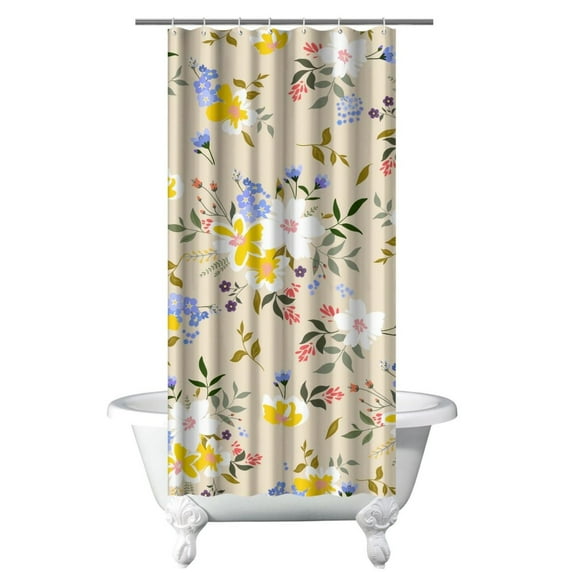 Waterproof Pioneer Shower Curtain 36x72 Inch Polyester Unique Colorful Floral Shower Curtain for Bathroom Hotel Home Decor with 7 Plastic Hooks